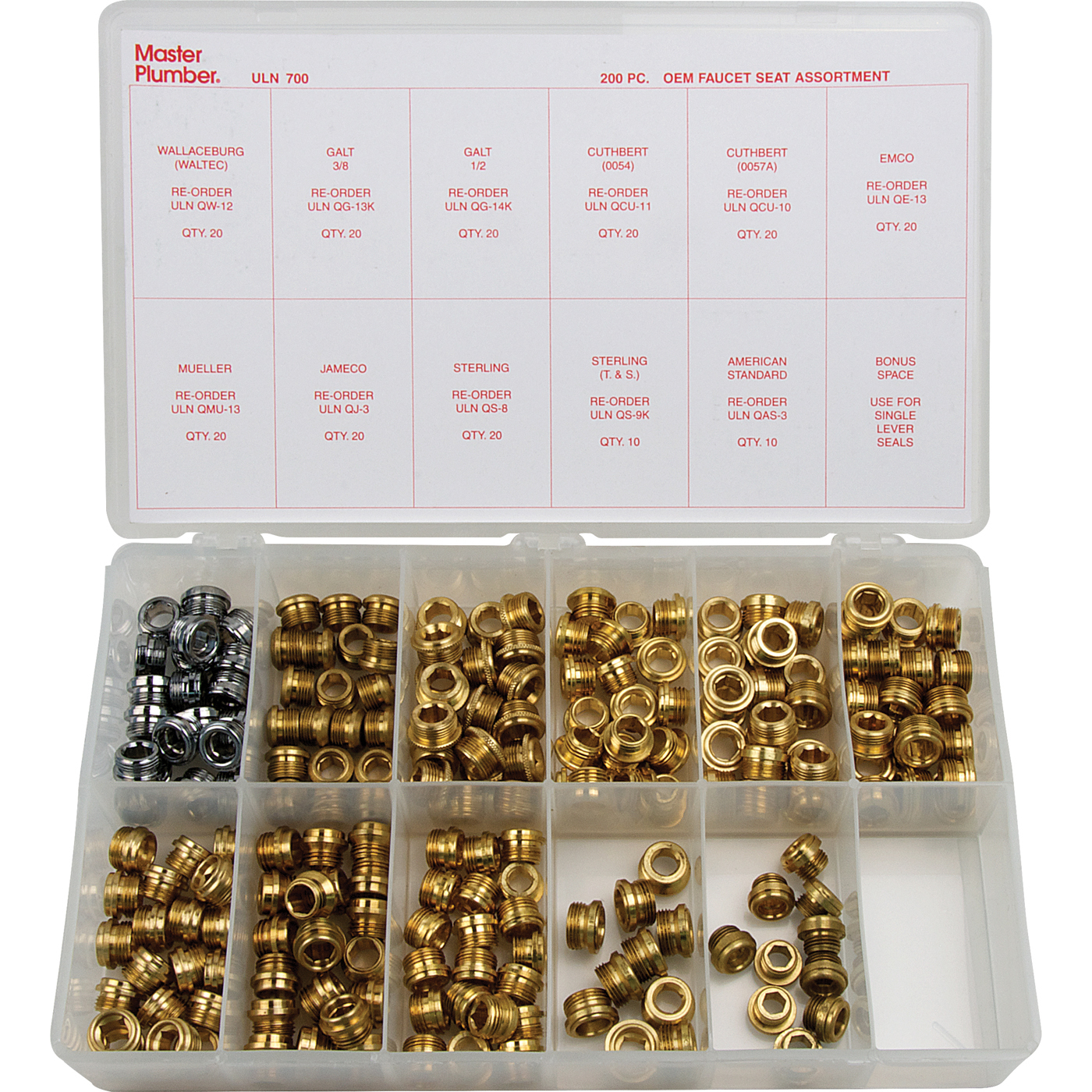 Faucet seat assortment 200 piece Master Plumber®