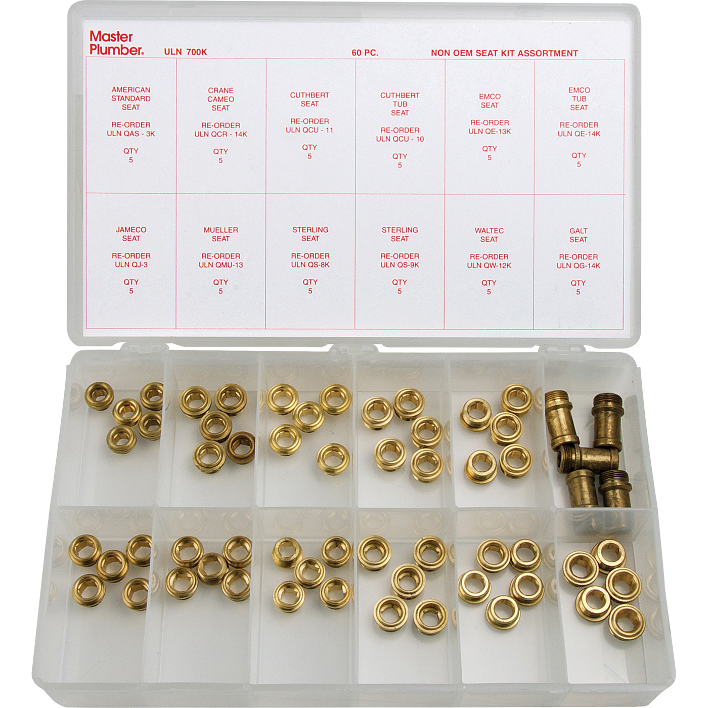 Faucet seat assortment 60 piece Master Plumber®